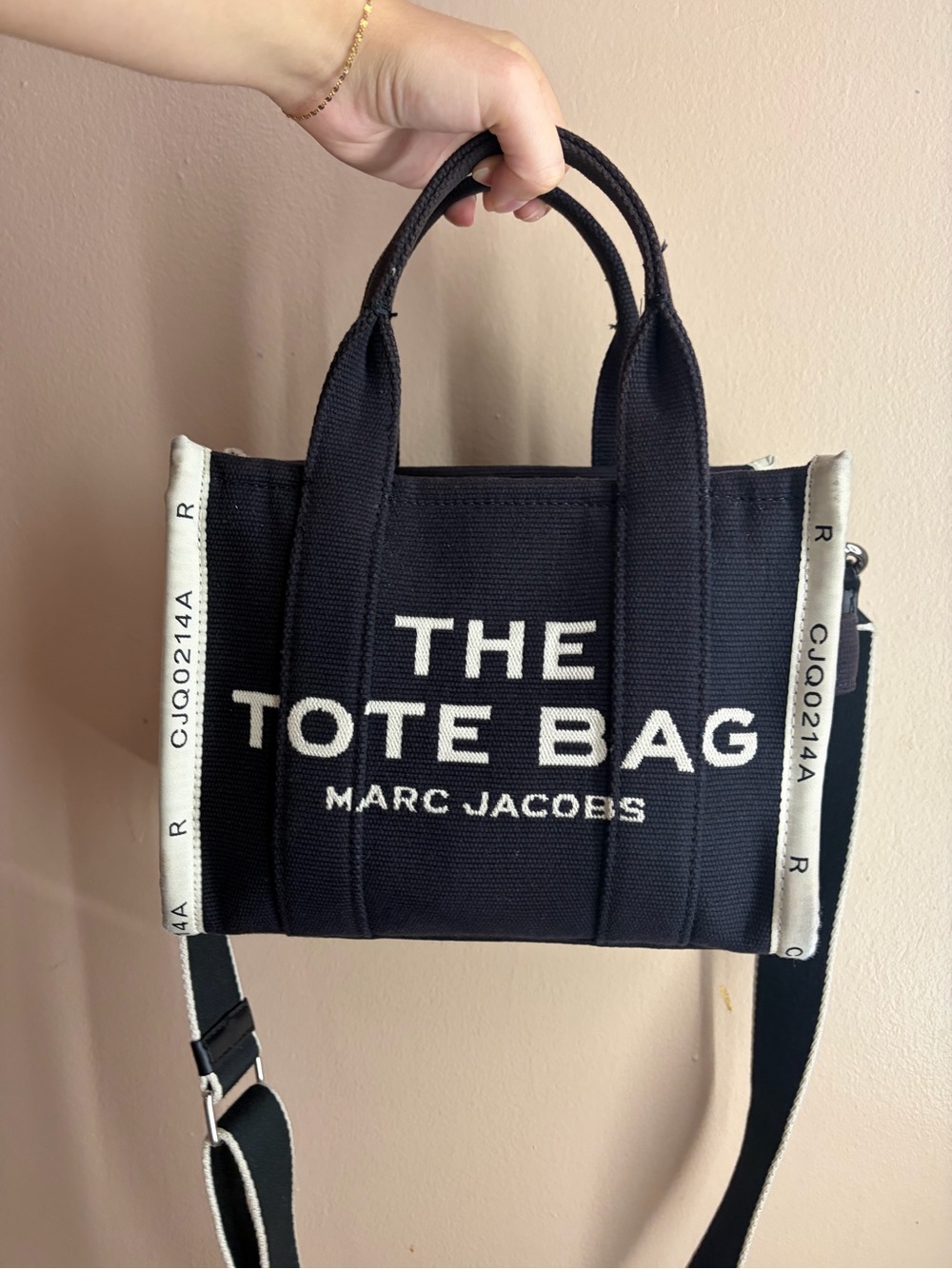Marc Jacobs Black Canvas Mini Tote with Checked Lining
